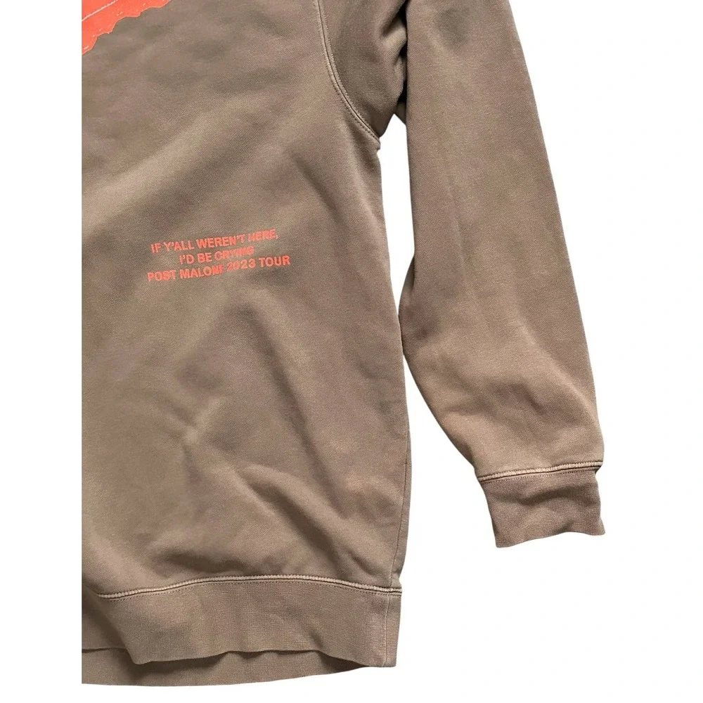 Post Malone‎ Brown 2023 Tour Austin Keys Graphic Crewneck Sweatshirt Size L READ